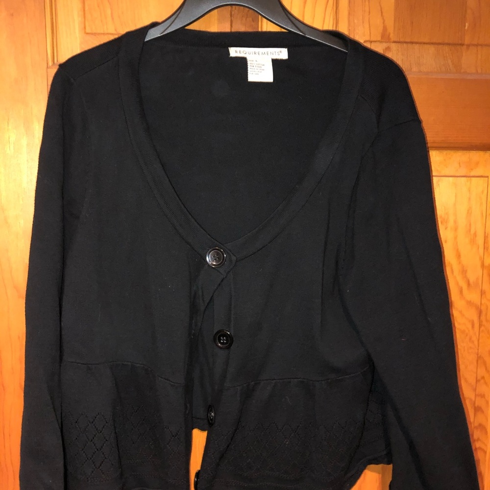 Sweater, black, bell sleeve, buttons